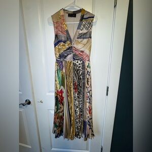 Geisha Deaigns Anthropology Multicolor Patterned Pleated Maxi Dress
